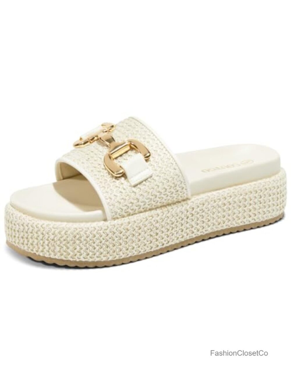 Platform Sandals Raffia Espadrilles Slip On Cute Beach Slide Women's